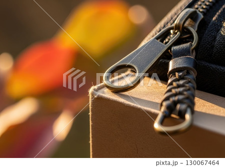 Textured Details: Backpack Zipper and School Notebook 130067464