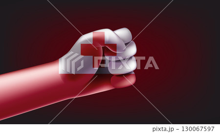 Fist with flag of Tonga. 3d vector illustration Fist with flag of Tonga. 3d vector illustration 130067597