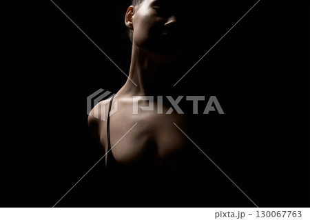 Female silhouette in dark. Beautiful passion Girl 130067763