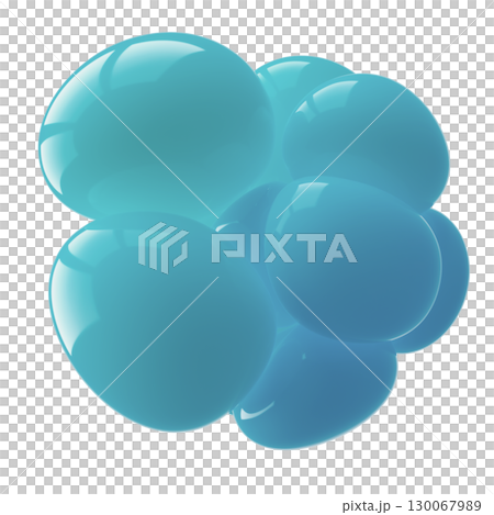 Abstract Blue Geometric Shape with Glossy Finish on White Background Abstract Blue Geometric Shape with Glossy Finish on White Background 130067989