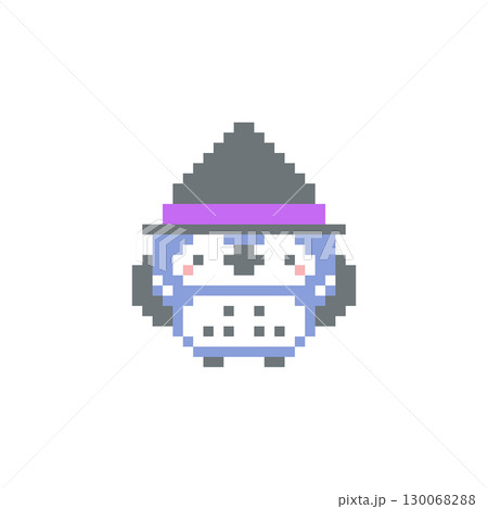 魔女の帽子と青色梟のドット絵 130068288