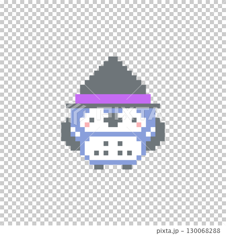 魔女の帽子と青色梟のドット絵 130068288