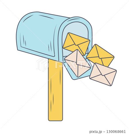 Cute mailbox. Post Box with letters. Vector illustration 130068661