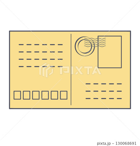 Postal envelope with postage stamp. An empty form template. Place for your text. Vector illustration Postal envelope with postage stamp. An empty form template. Place for your text. Vector illustration 130068691