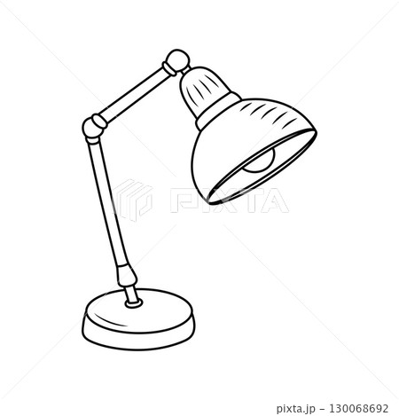 Desk lamp. Doodle line vector illustration Desk lamp. Doodle line vector illustration 130068692