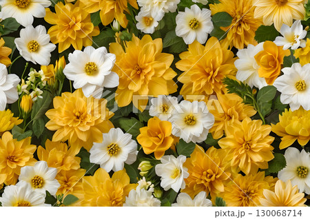 floral background of yellow flowers 130068714