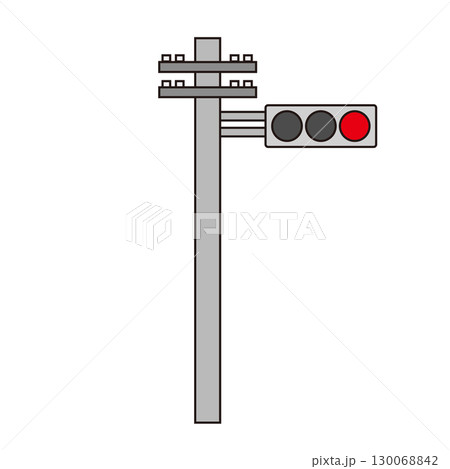 赤信号の信号機のシンプルなアイコンイラスト 130068842