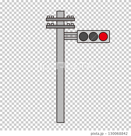 赤信号の信号機のシンプルなアイコンイラスト 130068842