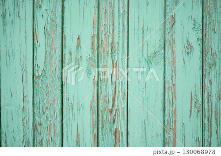 Old green wood wall Vintage texture 130068978
