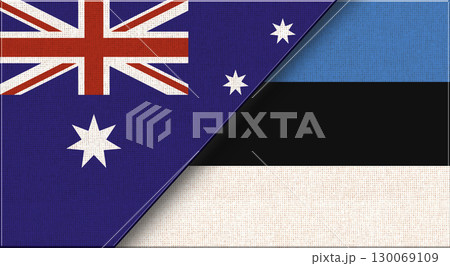 Flags of Australia and Estonia. Australian and Estonian National flag on Fabric Flags of Australia and Estonia. Australian and Estonian National flag on Fabric 130069109