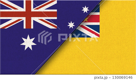 Flags of Australia and Niue. Australian and Niue national flags 130069146