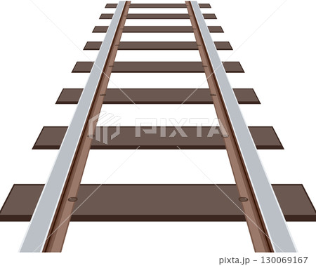 デフォルメされたシンプルな線路のイラスト	 遠近 130069167