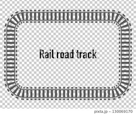 Deformed simple railroad illustration frame, overhead view 130069170
