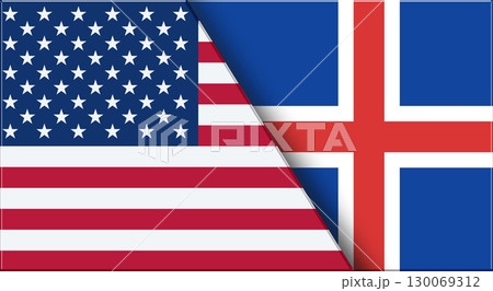 Flags of USA and Iceland. United States and Icelandic National flags 130069312
