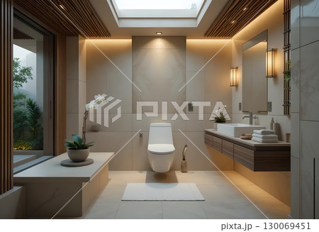 Luxury Modern Bathroom, Zen-Inspired Design 130069451
