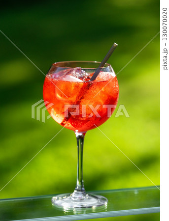glass of classic red spritz cocktail 130070020