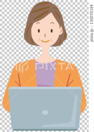 Middle-aged woman using a computer 130070184