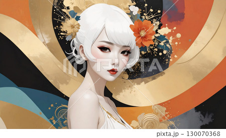 花と女　AI生成素材 130070368