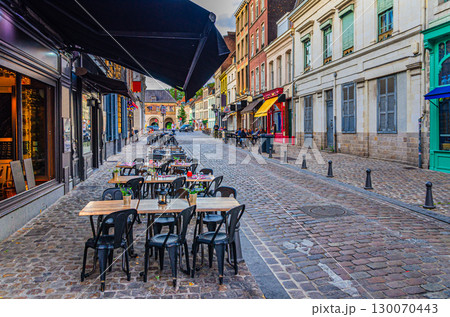 Street restaurant with tables and chairs Street restaurant with tables and chairs 130070443