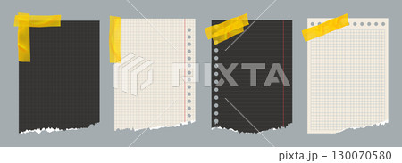 Copybook Notebook Notepad Torn Paper with Washi Tape Strip Grid Lined Squared Plan Page Ripped Paper Vector Set Copybook Notebook Notepad Torn Paper with Washi Tape Strip Grid Lined Squared Plan Page Ripped Paper Vector Set 130070580