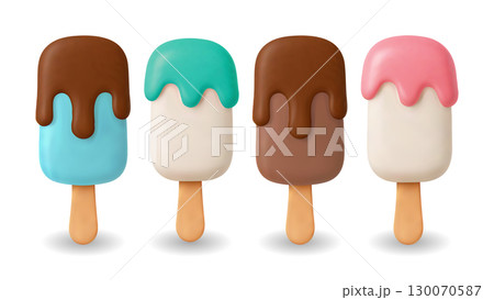 3D Ice Cream Popsicles Flat Summer Icon Realistic Vector Set Frozen Dessert 3D Ice Cream Popsicles Flat Summer Icon Realistic Vector Set Frozen Dessert 130070587