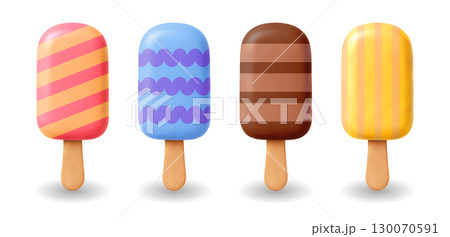 3D Ice Cream Popsicles Flat Summer Icon Realistic Vector Set Frozen Dessert 3D Ice Cream Popsicles Flat Summer Icon Realistic Vector Set Frozen Dessert 130070591