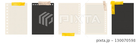 Copybook Notebook Notepad Paper with Washi Tape Strip Grid Lined Squared Plan Page Paper Vector Note Set Copybook Notebook Notepad Paper with Washi Tape Strip Grid Lined Squared Plan Page Paper Vector Note Set 130070598