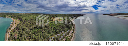 Coastal cottages by the Adriatic Sea panorama. Istria, Croatia. 130071044