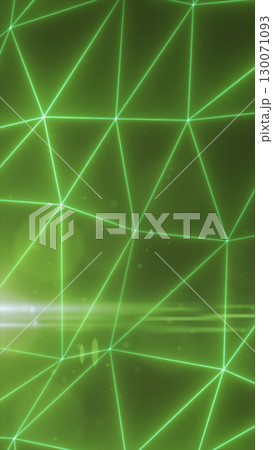 Abstract green glowing network of triangular lines with a soft light flare effect 130071093