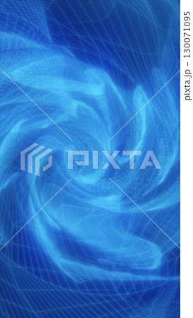 Abstract blue swirling mesh grid forming a vortex of digital energy and depth 130071095