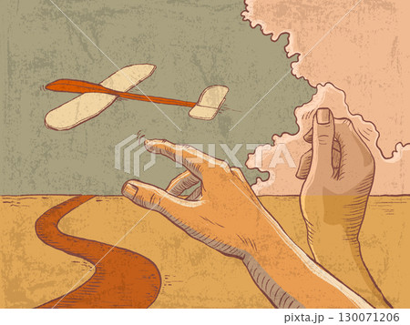 Throwing a toy plane 130071206