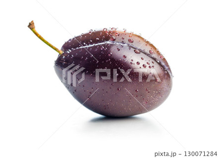 Ripe plums isolated on white background. Ripe plums isolated on white background. 130071284