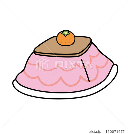 イラスト素材：みかんとこたつのイラスト 130071675