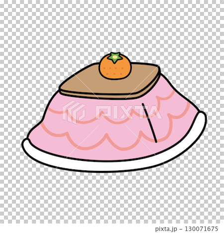 イラスト素材：みかんとこたつのイラスト 130071675