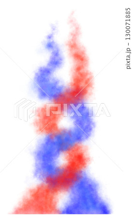 Red and blue smoke clouds blending in spiral motion on transparent background vibrant abstract color explosion 130071885