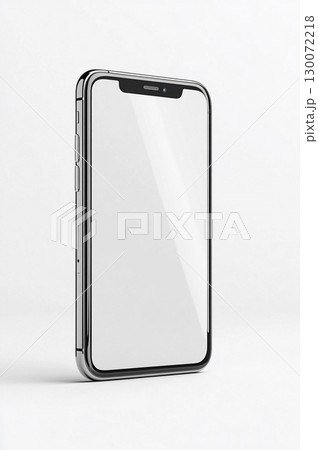 Social media ads and digital product displays. Smartphone with a blank screen on a white background for mockups and designs. Social media ads and digital product displays. Smartphone with a blank screen on a white background for mockups and designs. 130072218