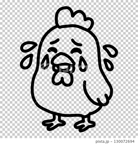 一隻因震驚而哭泣的雞 - 線條畫 130072694