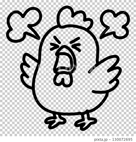 興奮的雞尖叫和氣喘吁籲的線條畫 興奮的雞尖叫和氣喘吁籲的線條畫 130072695