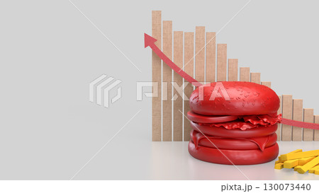 The Red Hamberger on white background for food or health concept 3d Rendering. The Red Hamberger on white background for food or health concept 3d Rendering. 130073440