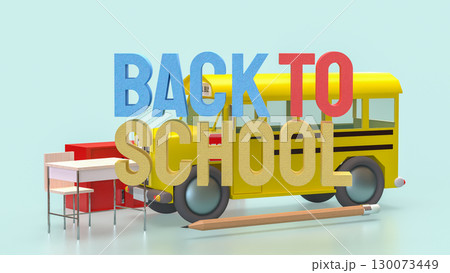 The School bus for education or Back to school concept 3d Rendering. 130073449