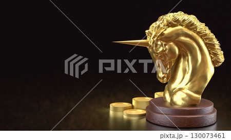 The Gold Unicorn and Start up for Business concept 3d Rendering. The Gold Unicorn and Start up for Business concept 3d Rendering. 130073461