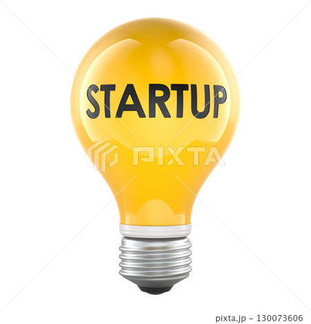 Startup, light bulb idea. 3D rendering 130073606