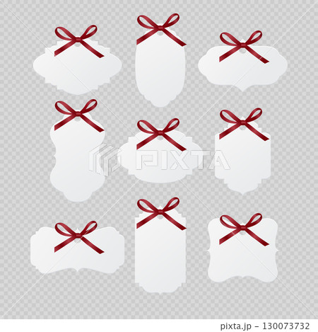 Blank Vintage Paper Labels with Red Silk Gift Decorative Bow Vector Set. Empty Sticker Templates Illustration. White Label Icons. Isolated Label Shapes Collection. Paper Tags, Badge Design Templates Blank Vintage Paper Labels with Red Silk Gift Decorative Bow Vector Set. Empty Sticker Templates Illustration. White Label Icons. Isolated Label Shapes Collection. Paper Tags, Badge Design Templates 130073732