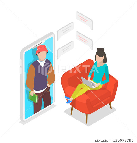 3D Isometric Flat Vector Illustration of Students Weekend Spare Time , Friends Together Activities. Item 1 3D Isometric Flat Vector Illustration of Students Weekend Spare Time , Friends Together Activities. Item 1 130073790