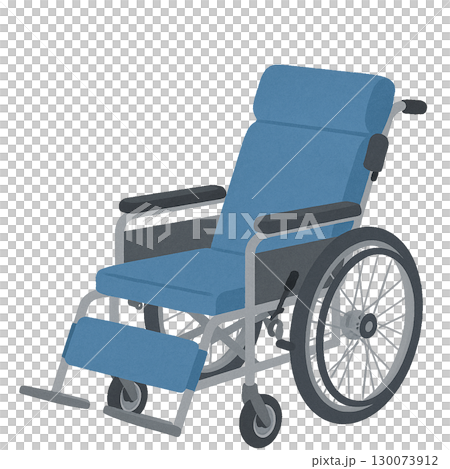 Illustration of a reclining wheelchair seen from the front Illustration of a reclining wheelchair seen from the front 130073912
