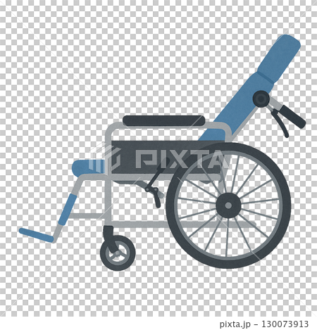 Side view of a reclining wheelchair 130073913