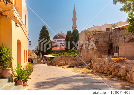 Mosque and ruins in old town of Rhodes, Greece Mosque and ruins in old town of Rhodes, Greece 130074405