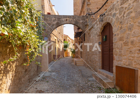 Stone street in old town of Rhodes, Greece Stone street in old town of Rhodes, Greece 130074406