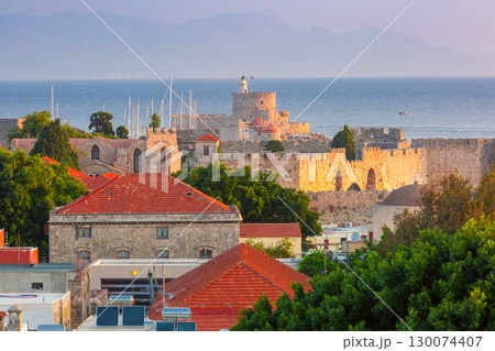 Fort of Saint Nicholas in Rhodes, Greece at sunrise Fort of Saint Nicholas in Rhodes, Greece at sunrise 130074407