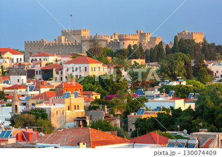 Grand Master Fortress in Rhodes, Greece at sunrise Grand Master Fortress in Rhodes, Greece at sunrise 130074409